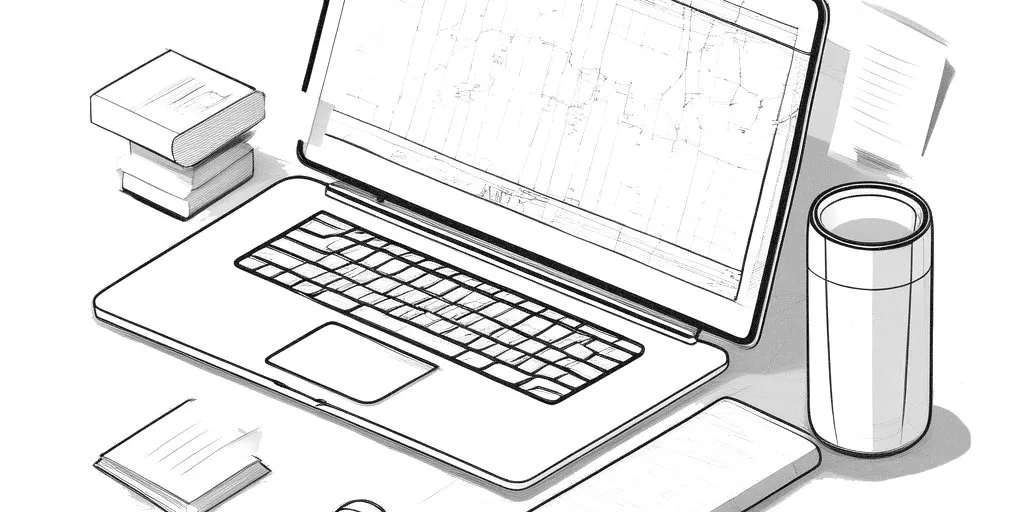 Computer with cup of coffee